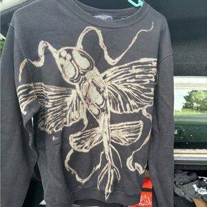 Hand made (by me) bleached painted pullover hoodie of a fly fish